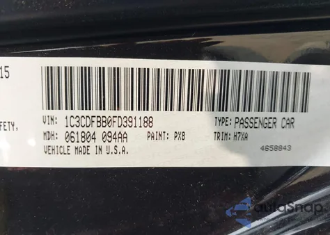 2015 Dodge Dart Sxt from USA, damaged, VIN 1C3CDFBB0FD391188